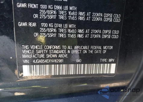 2000 Mercedes-Benz Ml 320 из США, поврежденный, VIN 4JGAB54EXYA162981